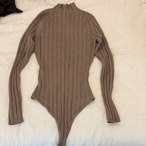 Abercrombie & Fitch Brown Ribbed Bodysuit